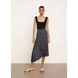 NWT $345 Vince Tossed Dot Draped Knot Midi Skirt - Plus Size Satin Asymmetric